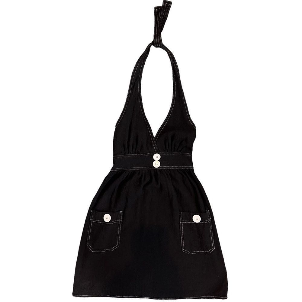 Lucy Love Halter Pocket Dress Black and White Women’s Size Small (S)